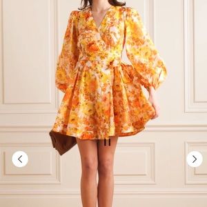 Zimmermann orange cotton poplin wrap short dress size 1 small 2/4/6